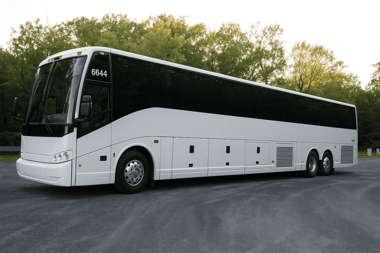 exterior of Charter Bus Rental North Bergen coach bus